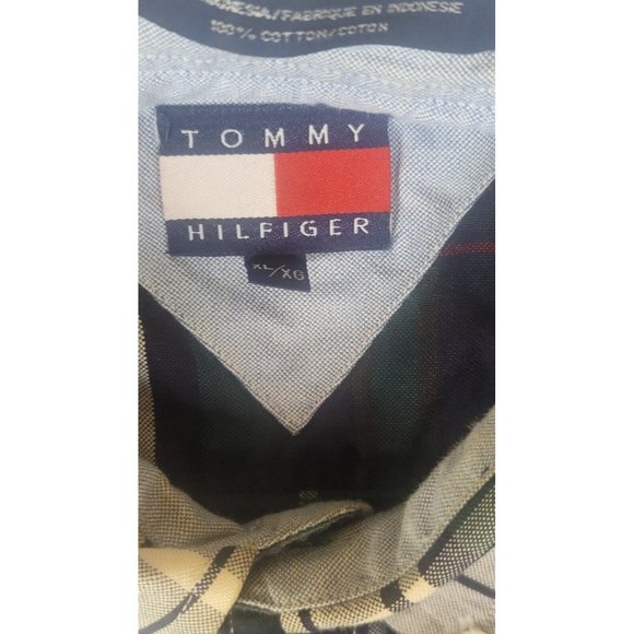Vtg Tommy Hilfiger Button-Up Dress Shirt Men's Large Green Plaid Long‎ Sleeve - Picture 3 of 6